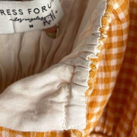 Urban Outfitters Dress Forum Orange White Gingham Smocked Mini Dress - M - Picture 4 of 11